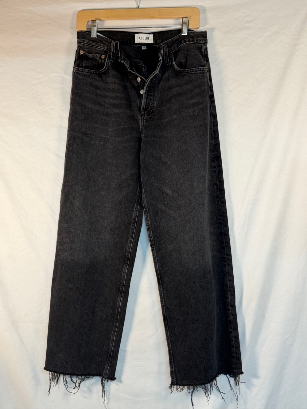 Agolde Women's Washed Black Straight-Leg Jeans